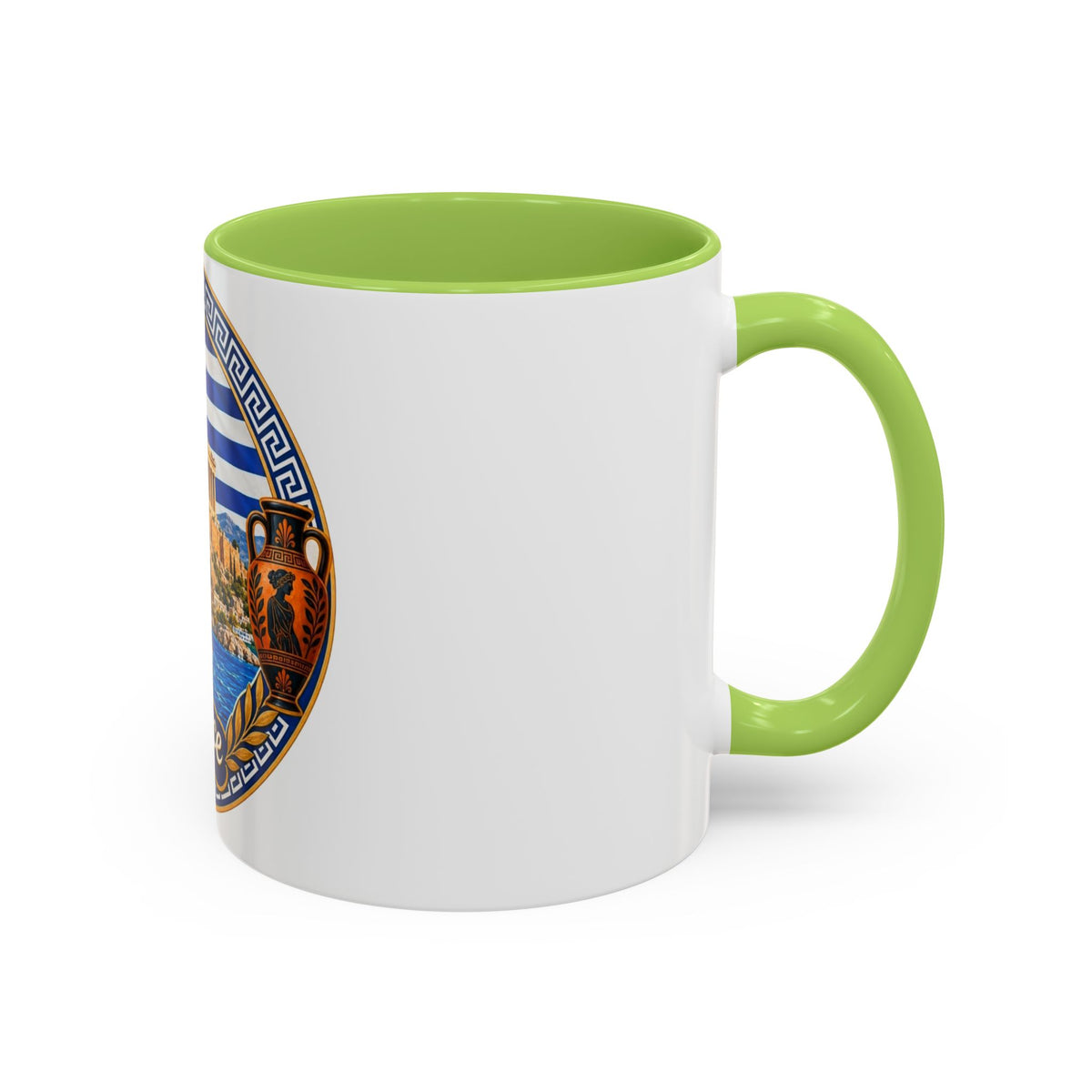 Greece Scenic Accent Coffee Mug – Acropolis, Olive & Blue Flag Design (11/15oz)