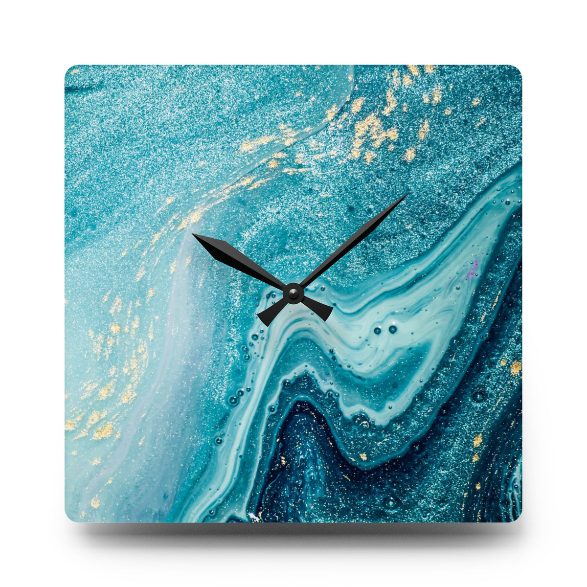 Acrylic Wall Clock — Blue Ocean Marble Swirl Wall Clock