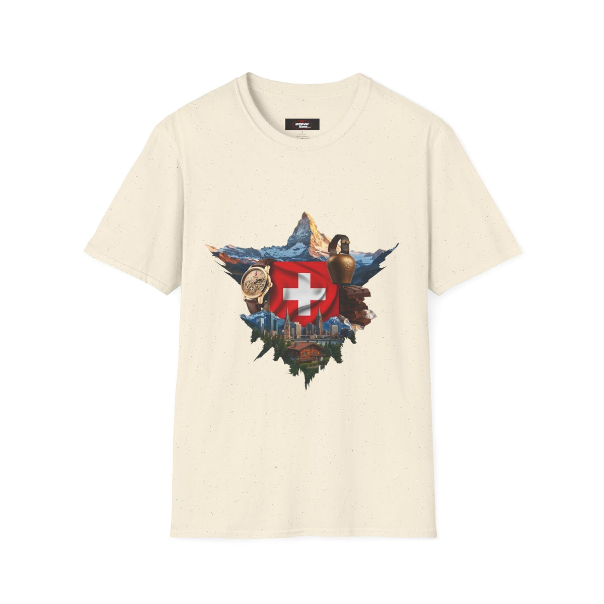 Swiss Crest Graphic T-Shirt — Alpine Flag & Icon Travel Tee