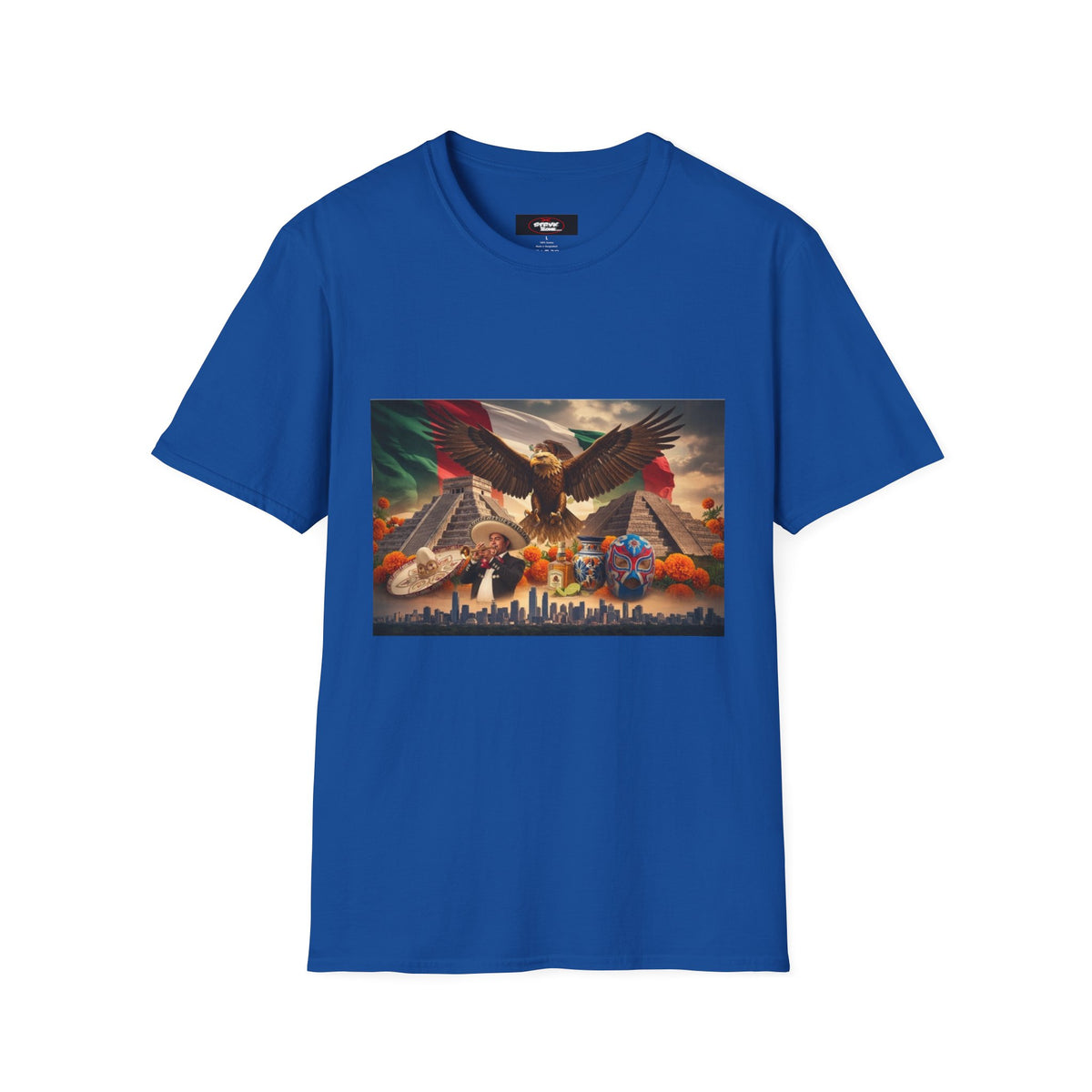 Eagle & Cityscape Graphic T-Shirt — Patriotic Eagle Sunset Design