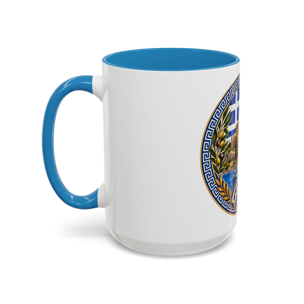 Greece Scenic Accent Coffee Mug – Acropolis, Olive & Blue Flag Design (11/15oz)