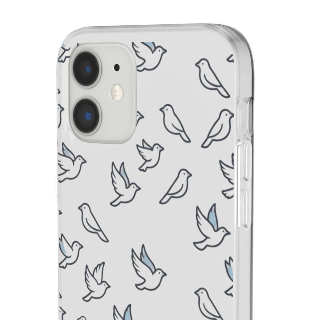 Dove Pattern Flexi Phone Case — Minimal White Bird Protective Case