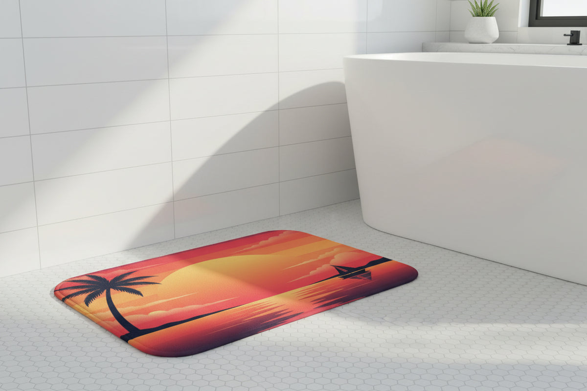 Sunset Beach Bath Mat — Beautiful Sunset Design