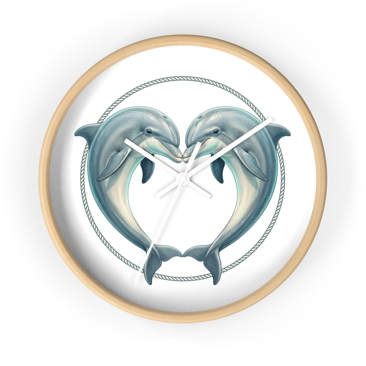 Dolphin Heart Wall Clock — Nautical Coastal Decor for Beach Lovers