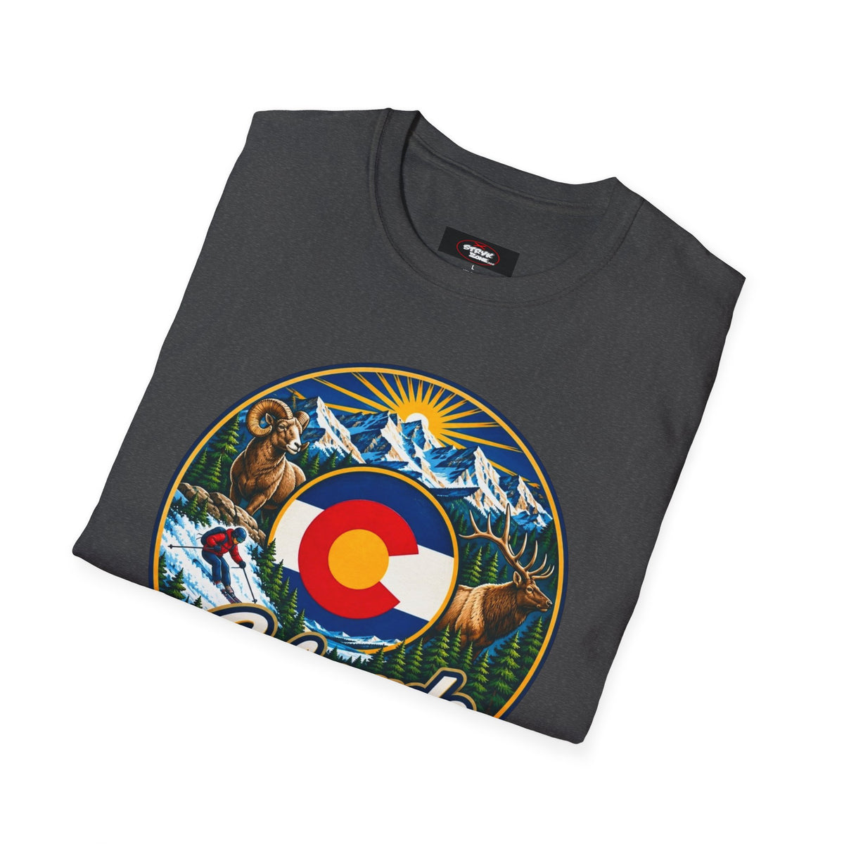 Colorado Retro Mountain Badge T-Shirt — Colorado State Circle Logo Tee