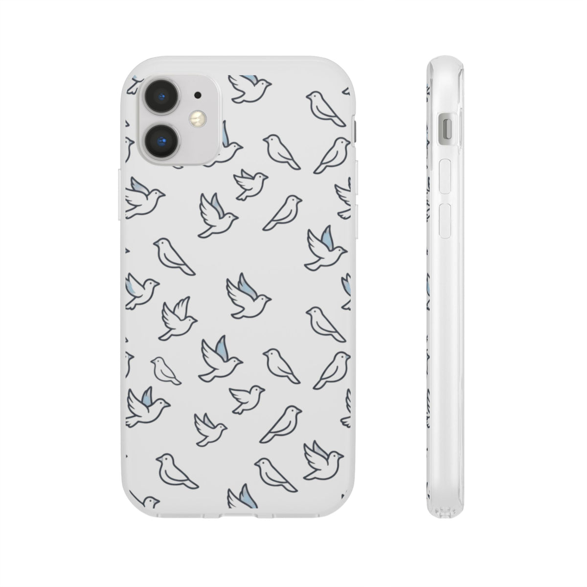 Dove Pattern Flexi Phone Case — Minimal White Bird Protective Case