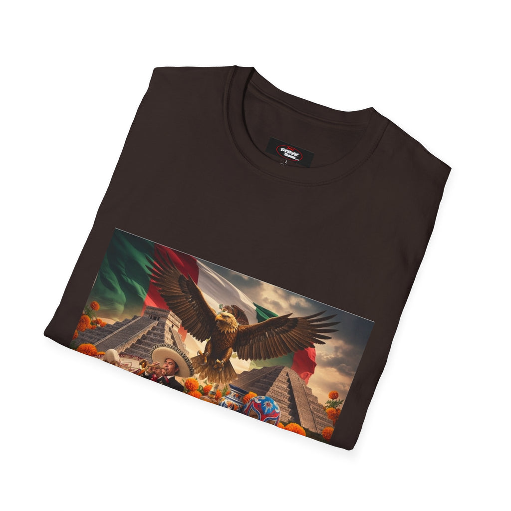 Eagle & Cityscape Graphic T-Shirt — Patriotic Eagle Sunset Design