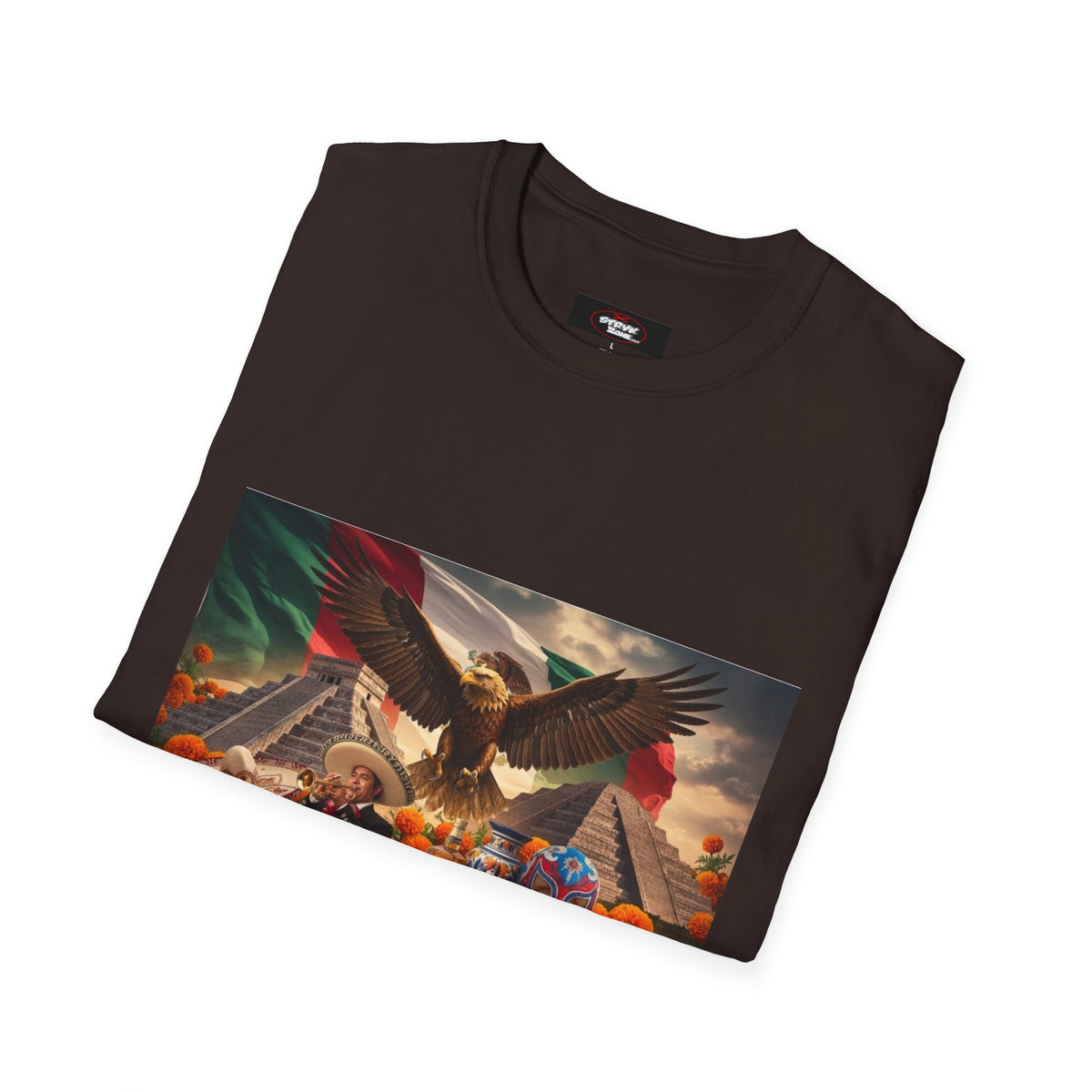 Eagle & Cityscape Graphic T-Shirt — Patriotic Eagle Sunset Design
