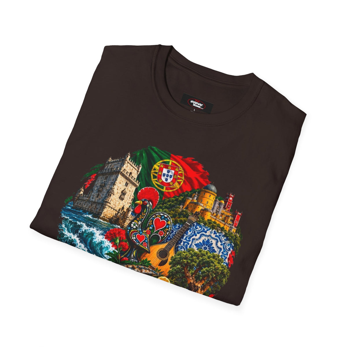 Portugal Travel T-Shirt — Vintage Lisbon Landmarks & Azulejo Heart Design