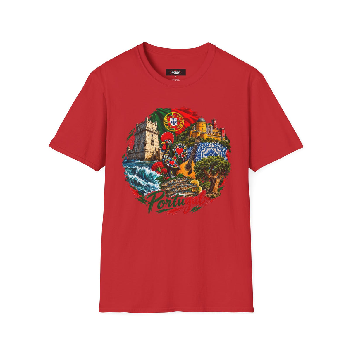 Portugal Travel T-Shirt — Vintage Lisbon Landmarks & Azulejo Heart Design