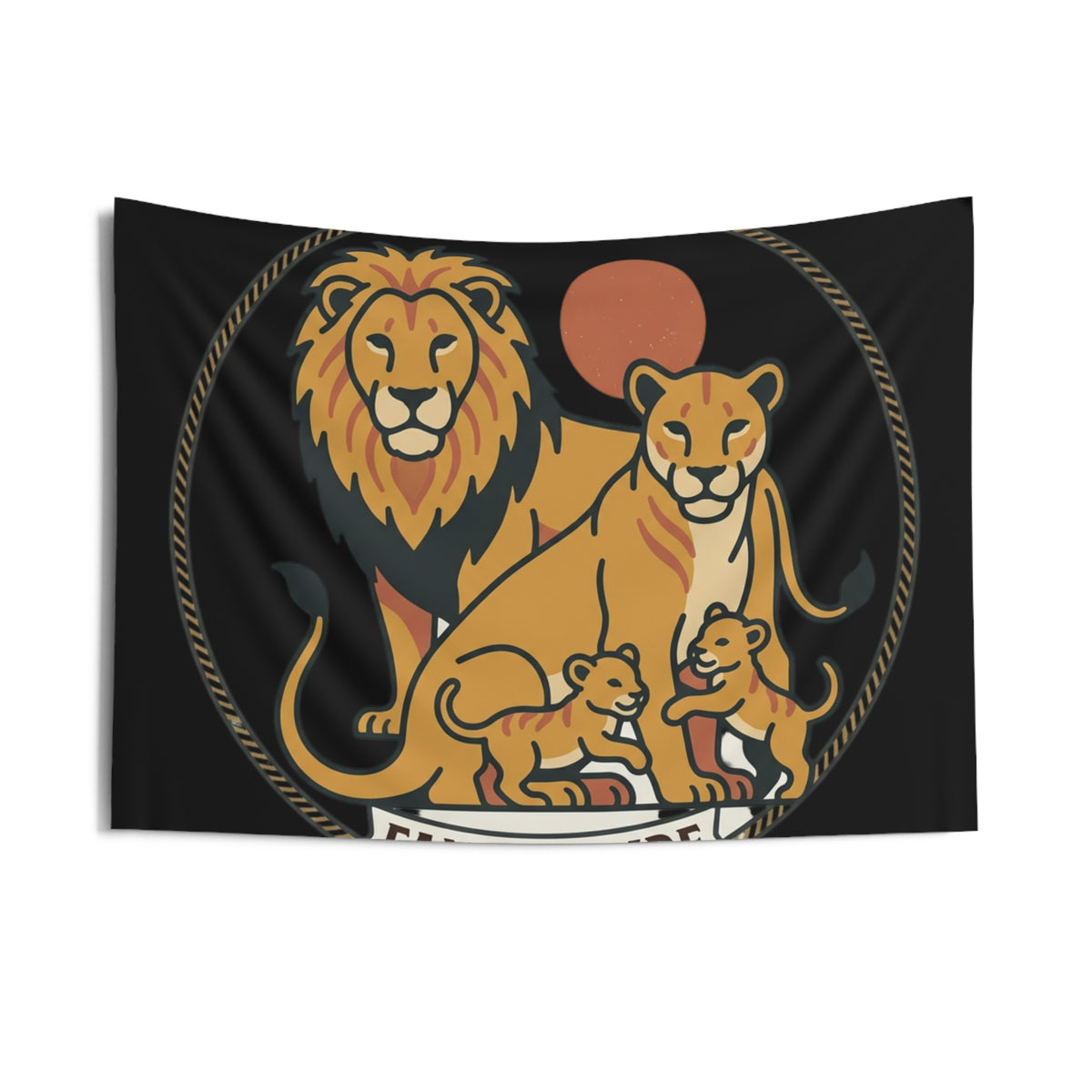 Family Pride Lion Tapestry — Indoor Wall Hanging