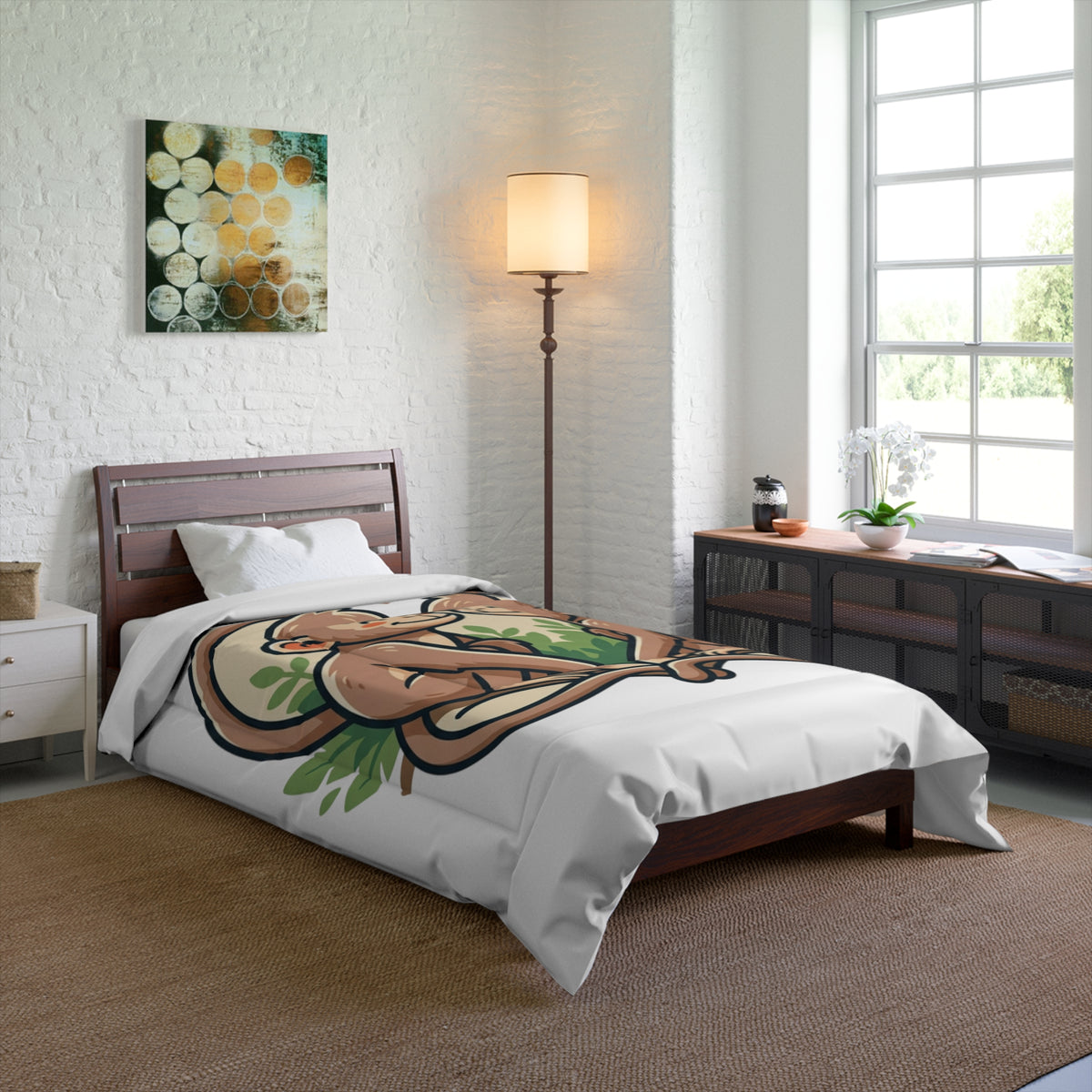 Monkey Love Comforter - Cute Cartoon Monkeys Heart Bedding for Kids & Couples