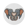 Elephant Heart Round Rug — Cute Elephant Couple Decorative Accent Rug