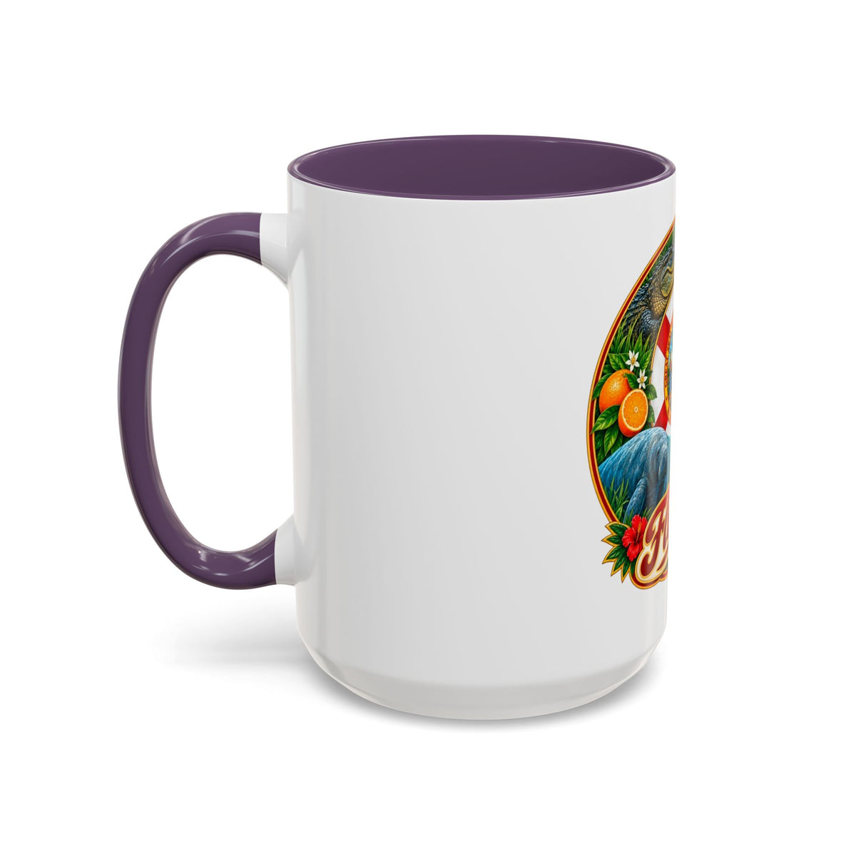 Florida Vintage Travel Coffee Mug — Flamingo, Alligator & State Seal Accent Mug