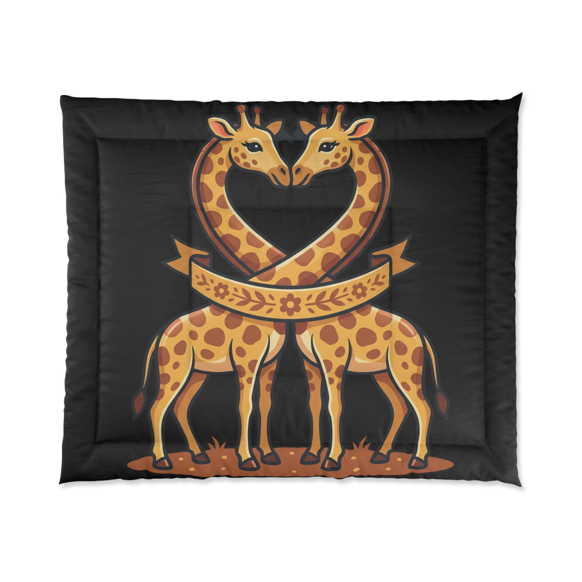 Giraffe Heart Comforter – Cute Matching Giraffes Kids Bedding