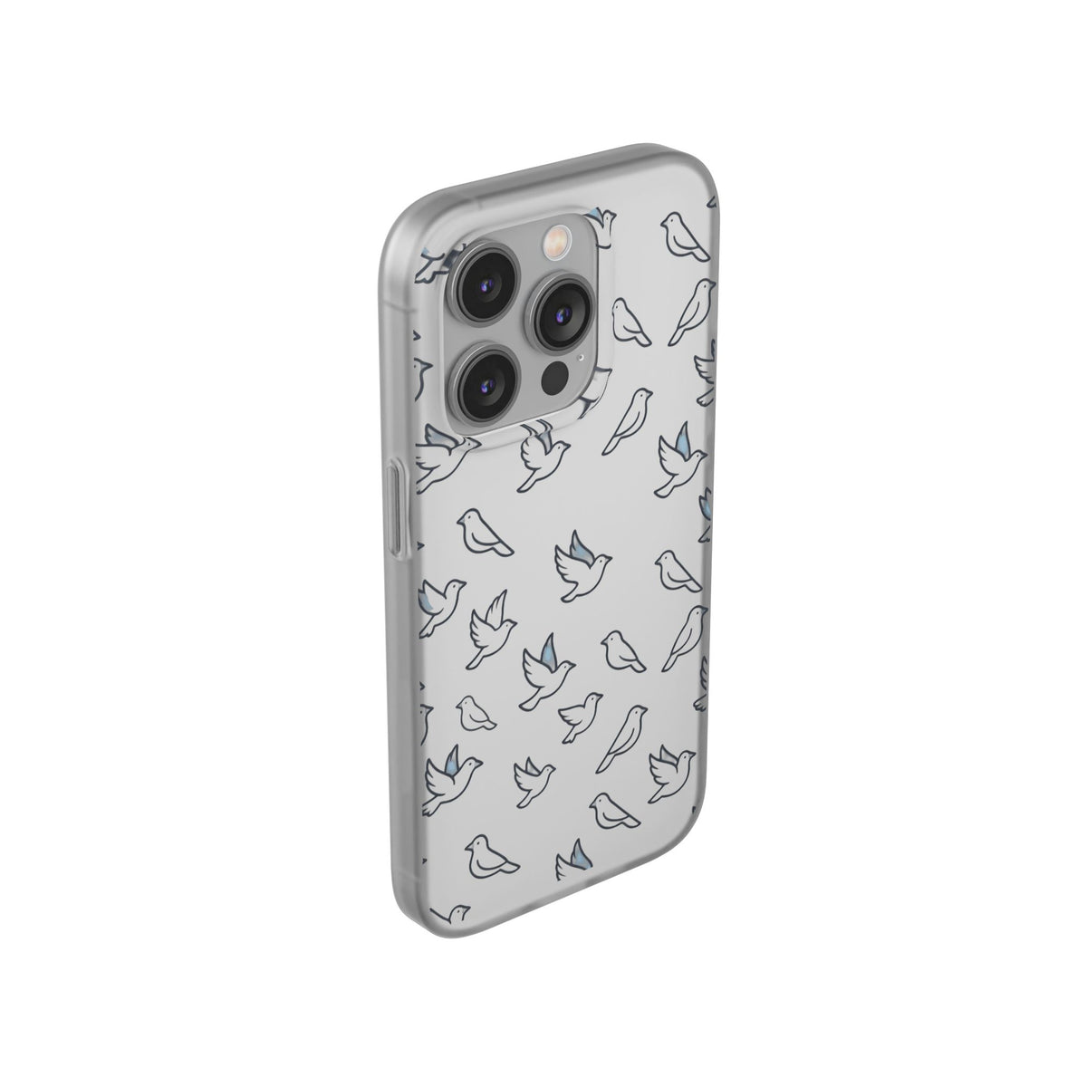 Dove Pattern Flexi Phone Case — Minimal White Bird Protective Case