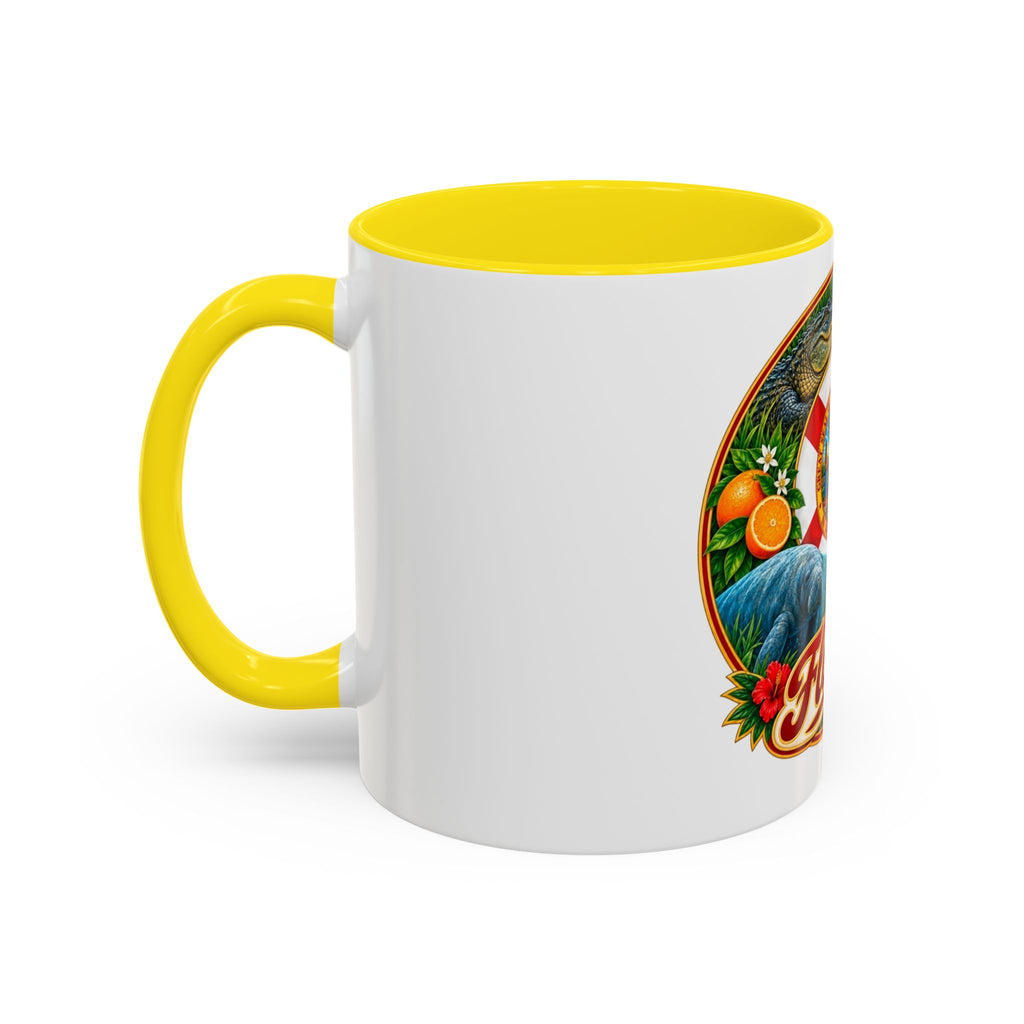 Florida Vintage Travel Coffee Mug — Flamingo, Alligator & State Seal Accent Mug