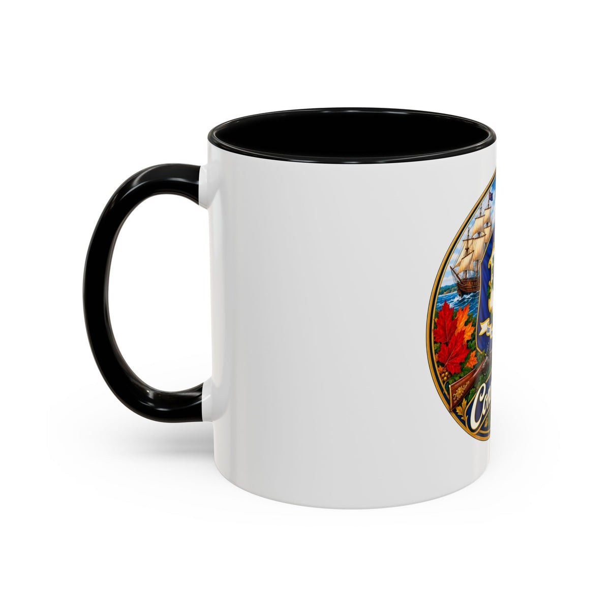 Connecticut State Crest Accent Coffee Mug — Scenic State Seal Design (11/15 oz)