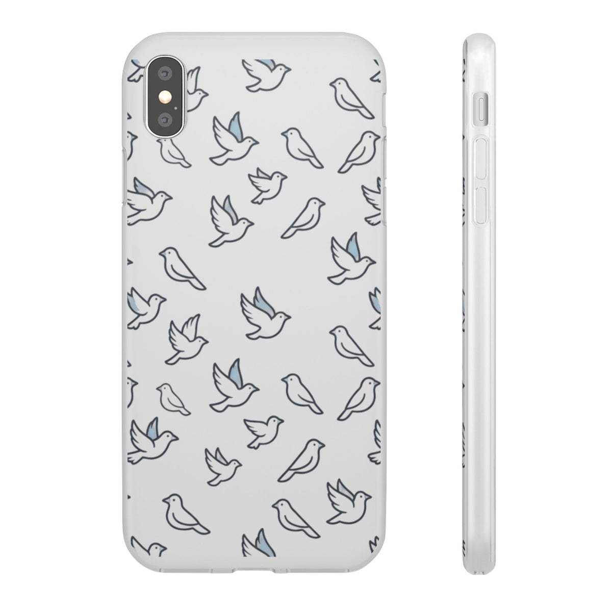 Dove Pattern Flexi Phone Case — Minimal White Bird Protective Case