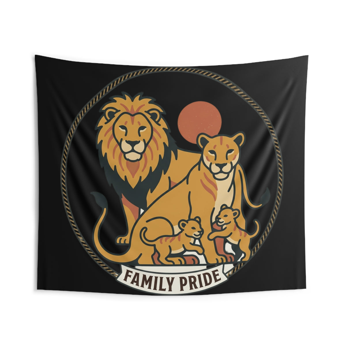 Family Pride Lion Tapestry — Indoor Wall Hanging
