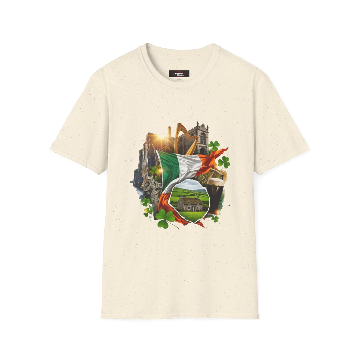 Irish Pride T-Shirt — Celtic Flag & Landmarks Design