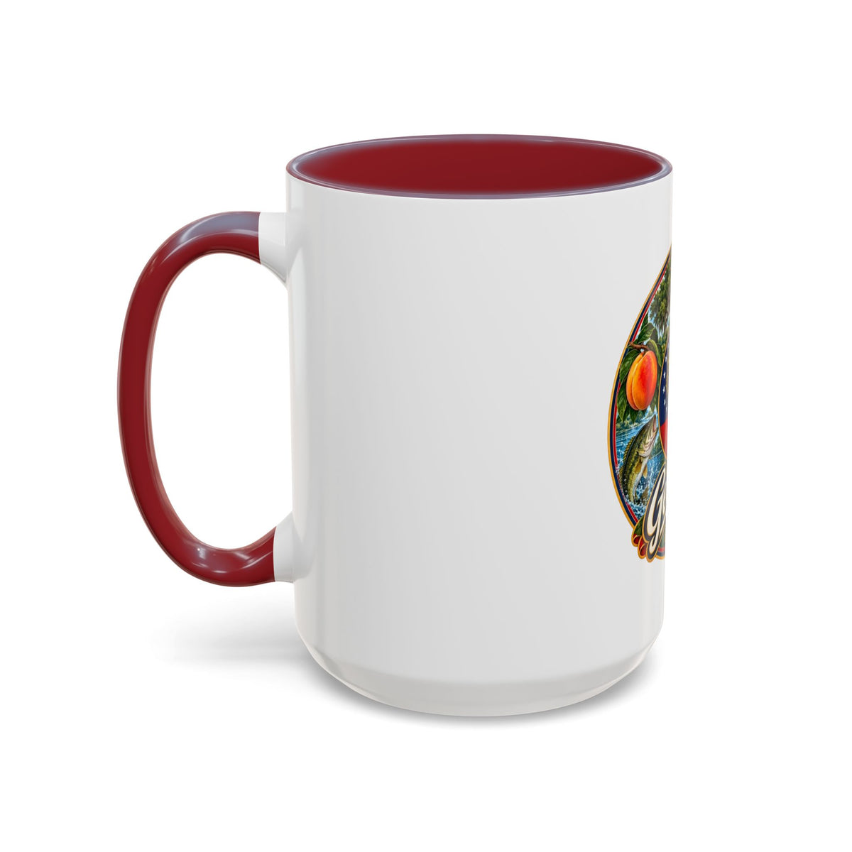 Georgia State Emblem Coffee Mug – Peach, Magnolia & Outdoors Souvenir (11/15oz)