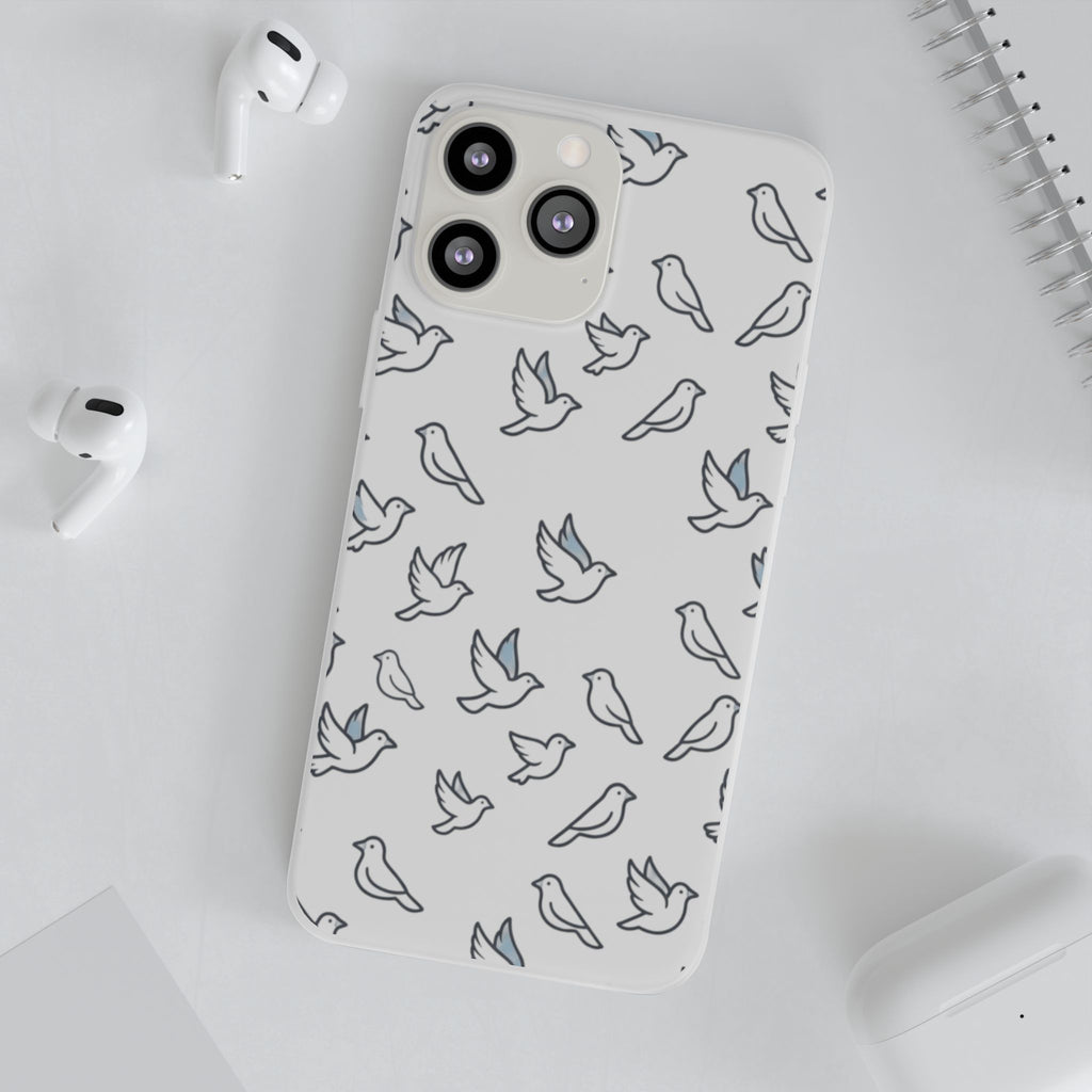 Dove Pattern Flexi Phone Case — Minimal White Bird Protective Case