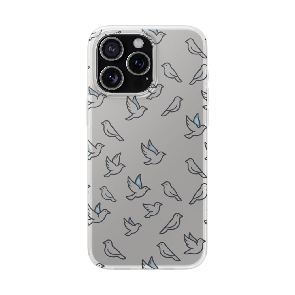 Dove Pattern Flexi Phone Case — Minimal White Bird Protective Case