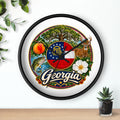 Georgia State Emblems Wall Clock — Peach, Magnolia & Outdoors Decorative Clock