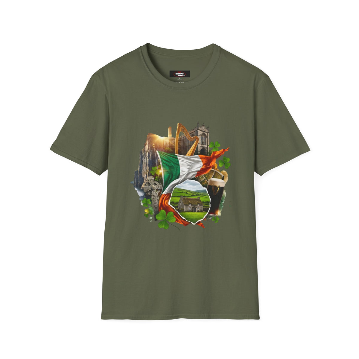 Irish Pride T-Shirt — Celtic Flag & Landmarks Design