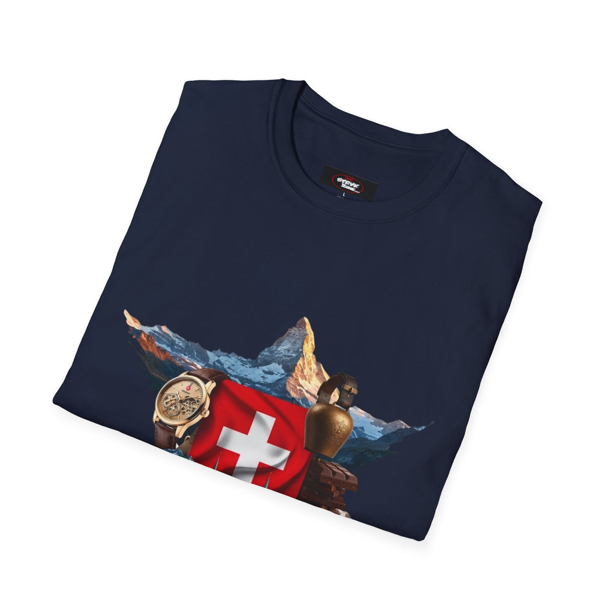 Swiss Crest Graphic T-Shirt — Alpine Flag & Icon Travel Tee