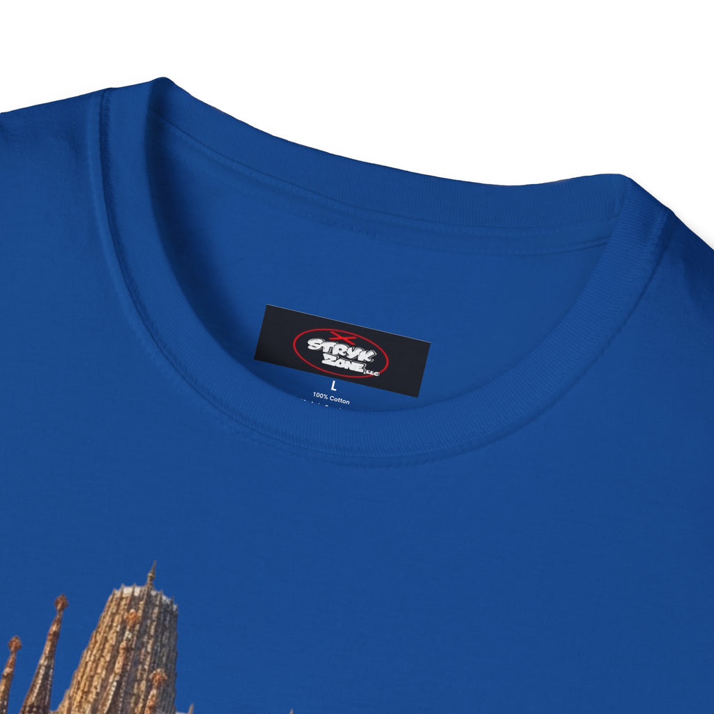 Spain Travel Collage T-Shirt — Paella, Guitar & Spanish Flag Graphic Tee