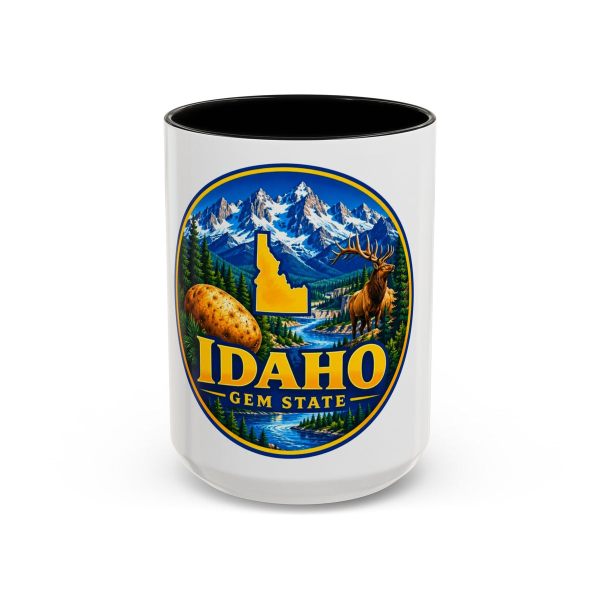 Idaho Gem State Coffee Mug — Mountain, Elk & Potato Travel Souvenir (11/15oz)