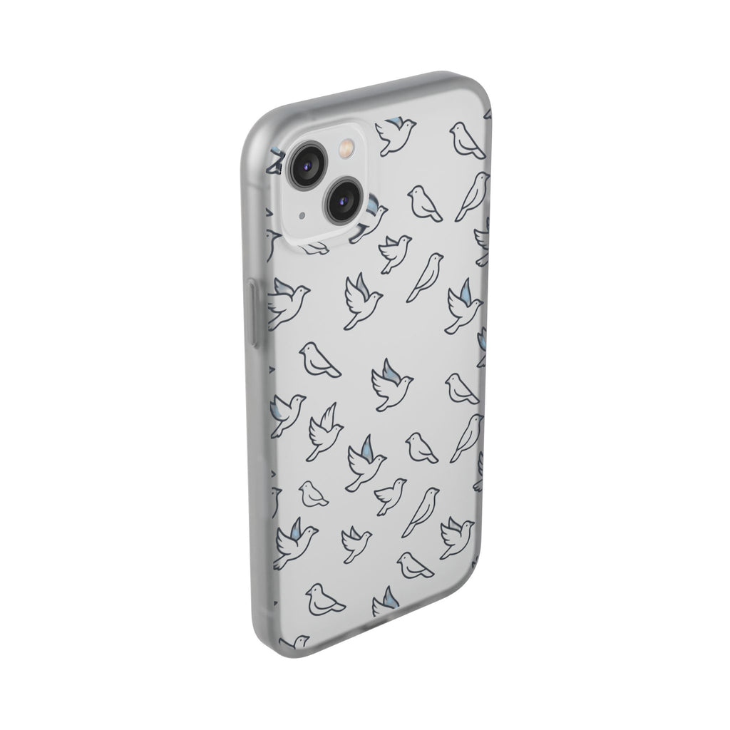 Dove Pattern Flexi Phone Case — Minimal White Bird Protective Case