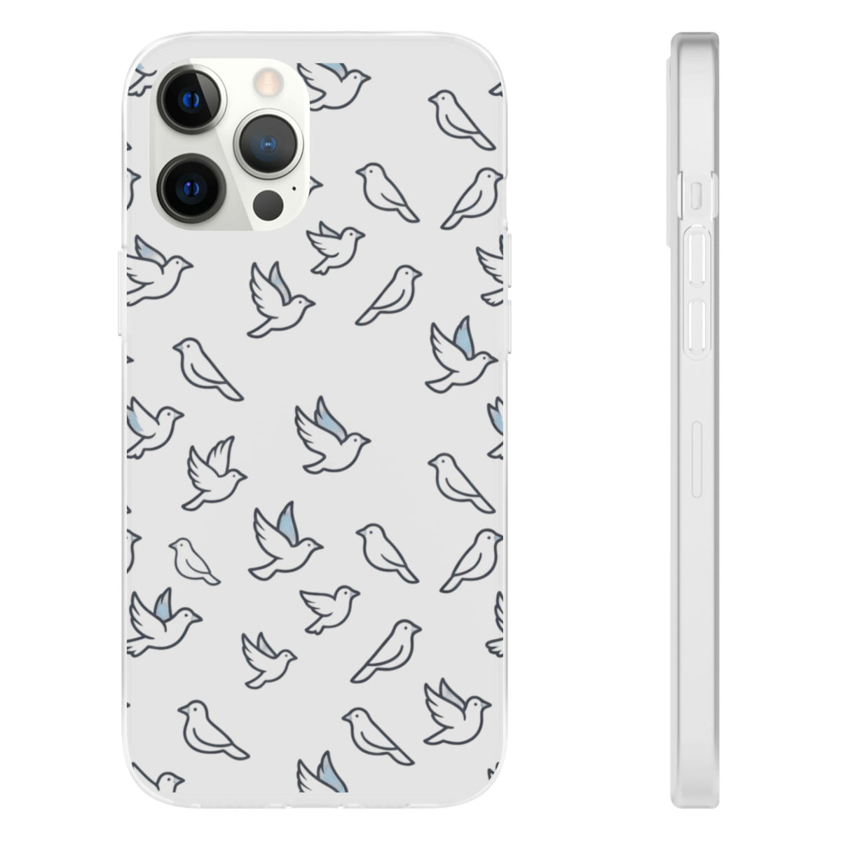 Dove Pattern Flexi Phone Case — Minimal White Bird Protective Case