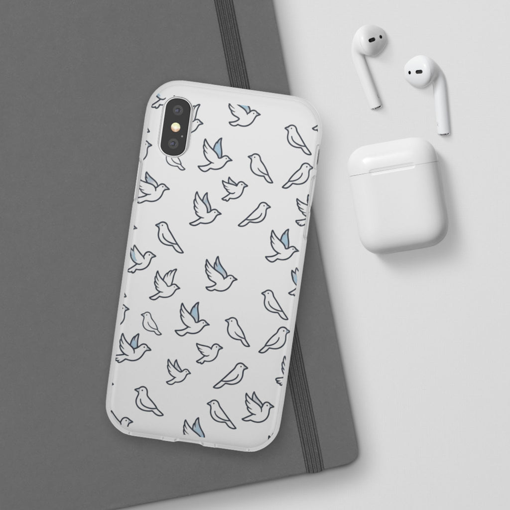Dove Pattern Flexi Phone Case — Minimal White Bird Protective Case