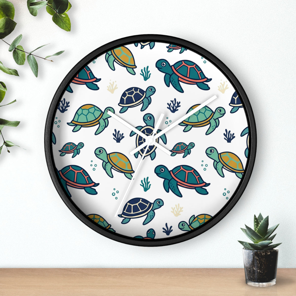 Sea Turtle Wall Clock — Cute Nautical Nursery Clock for Kids’ Room