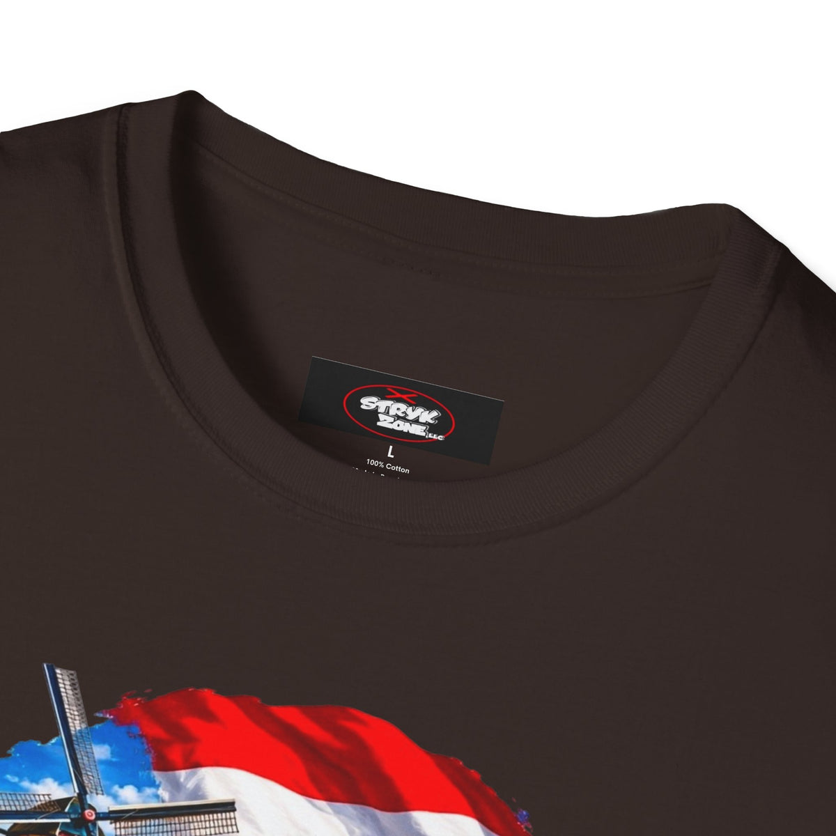 Netherlands Souvenir T-Shirt — Dutch Windmill, Tulips & Flag Design