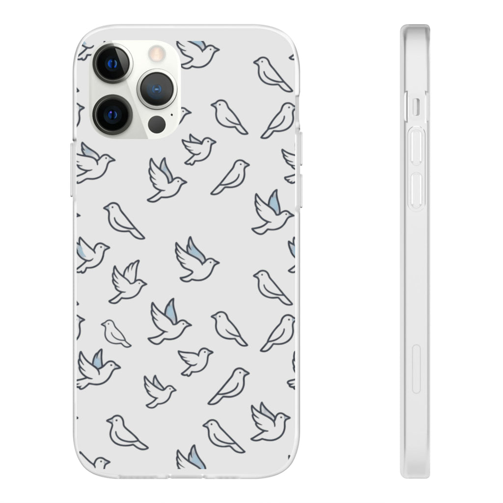 Dove Pattern Flexi Phone Case — Minimal White Bird Protective Case