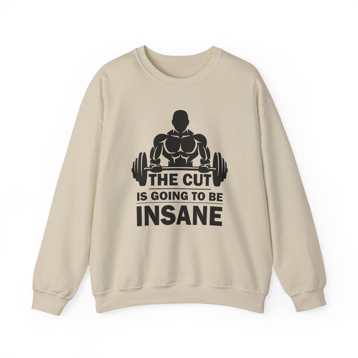 Confident Cut-Mode design on a casual crewneck sweatshirt