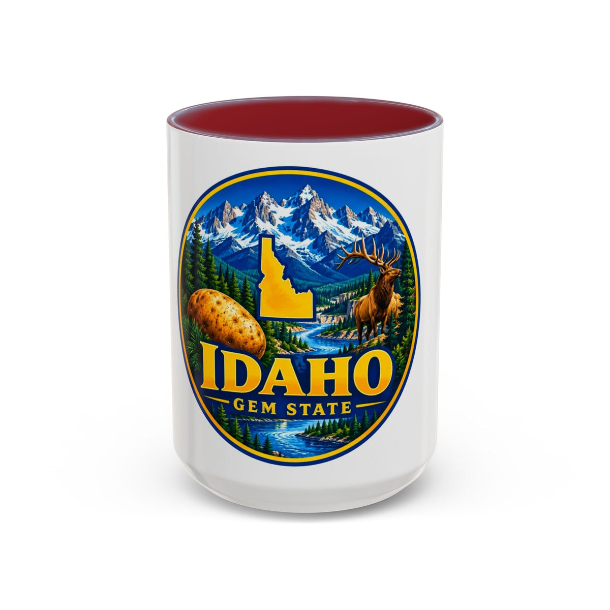 Idaho Gem State Coffee Mug — Mountain, Elk & Potato Travel Souvenir (11/15oz)