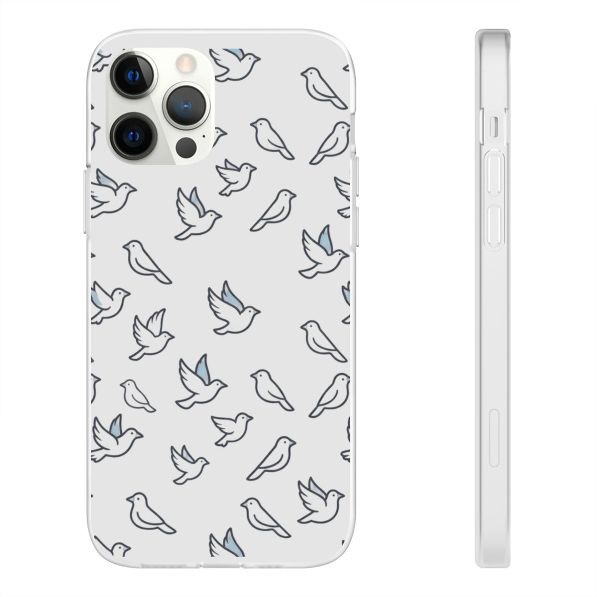 Dove Pattern Flexi Phone Case — Minimal White Bird Protective Case