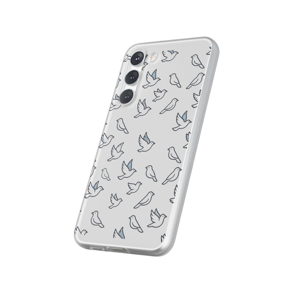 Dove Pattern Flexi Phone Case — Minimal White Bird Protective Case