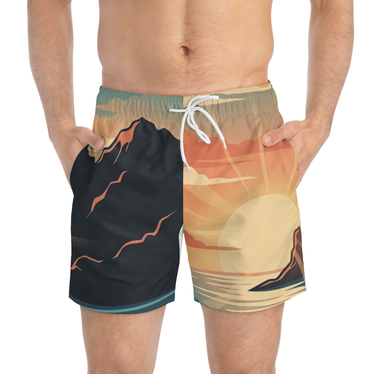 Men's Sunset Swim Trunks — Sunset Print Swimwear