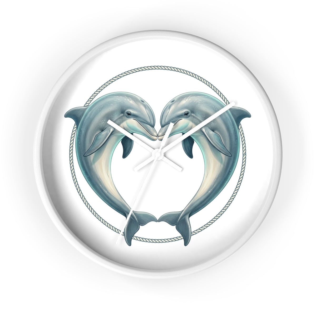 Dolphin Heart Wall Clock — Nautical Coastal Decor for Beach Lovers