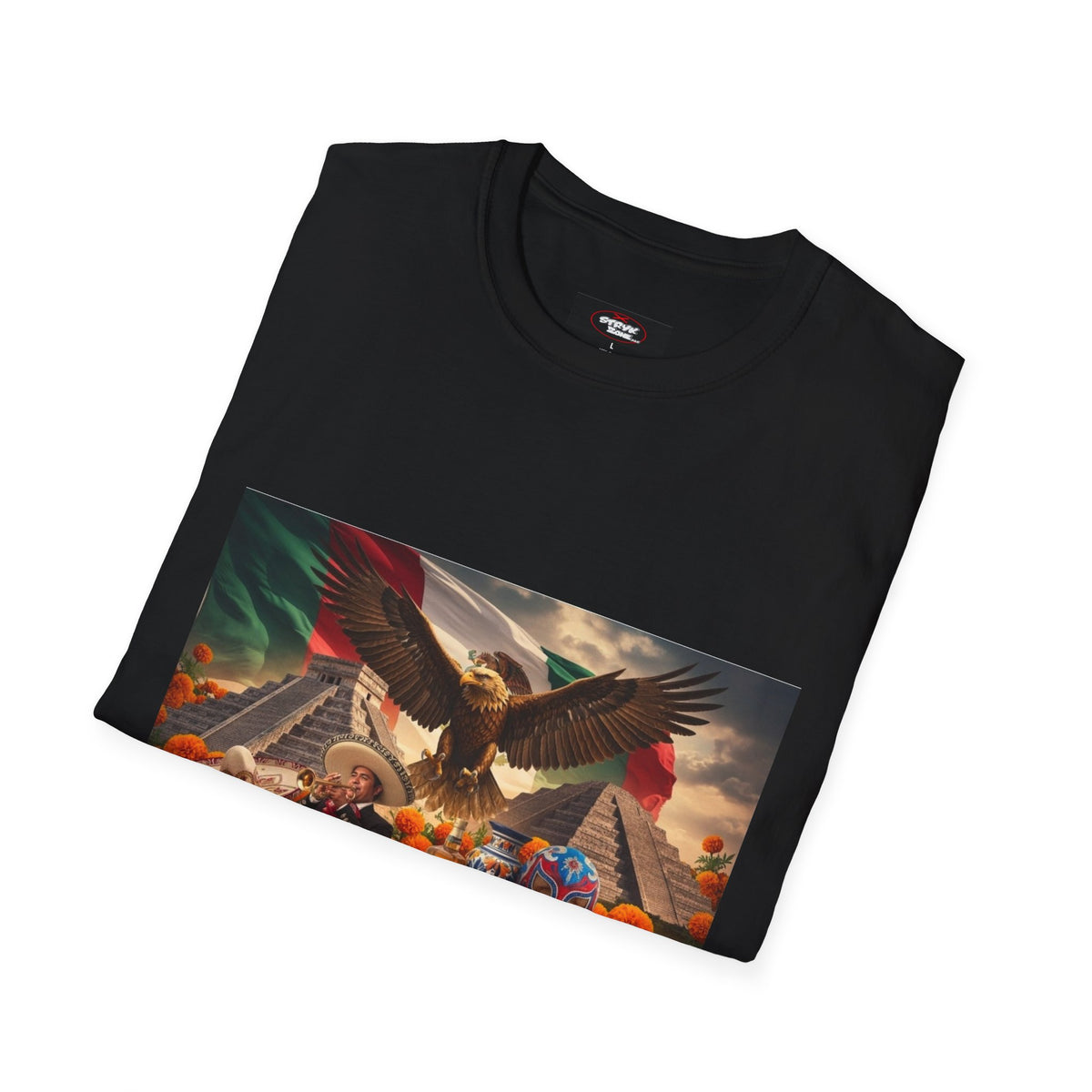 Eagle & Cityscape Graphic T-Shirt — Patriotic Eagle Sunset Design