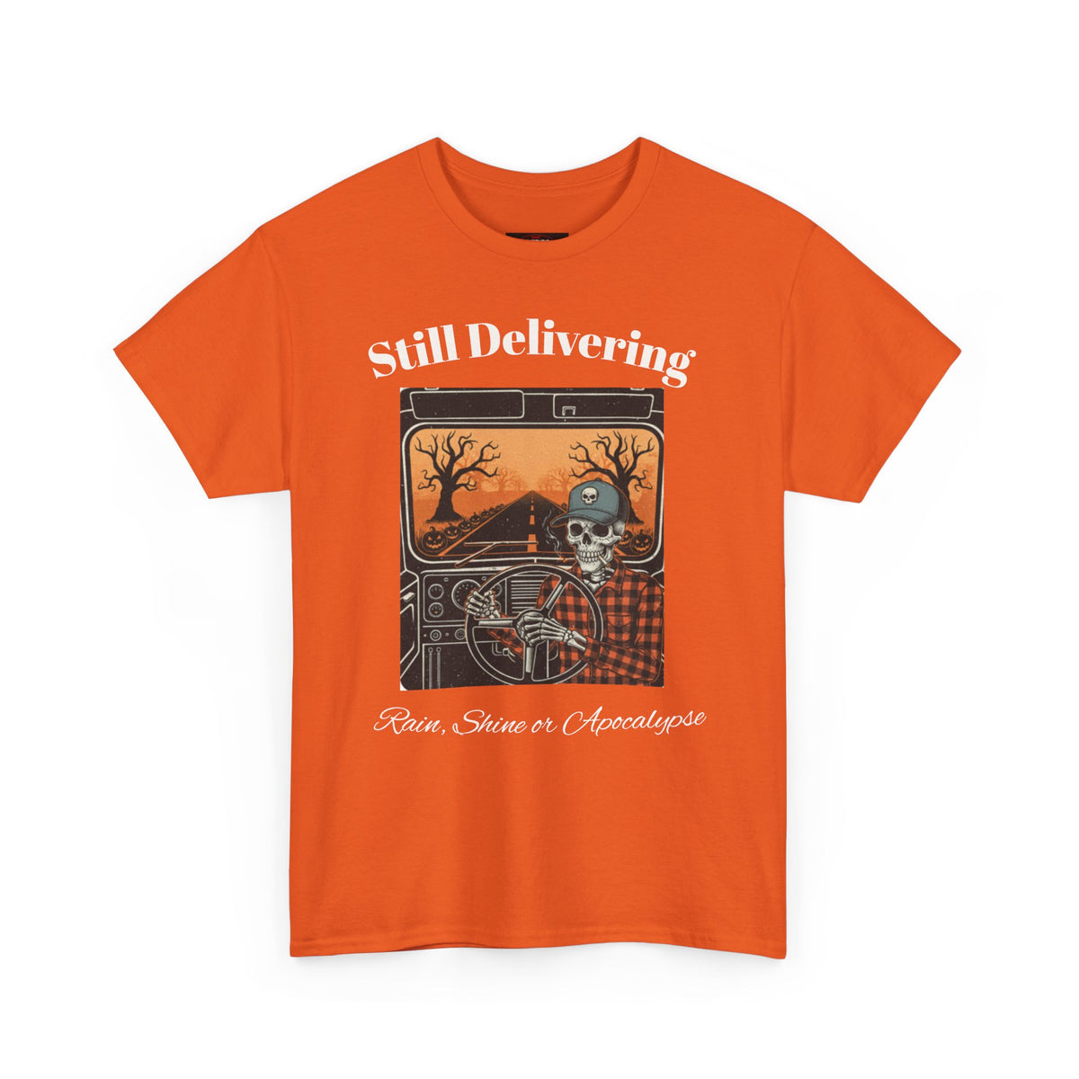 Still Delivering T-Shirt — Skeleton Trucker Retro Halloween Tee