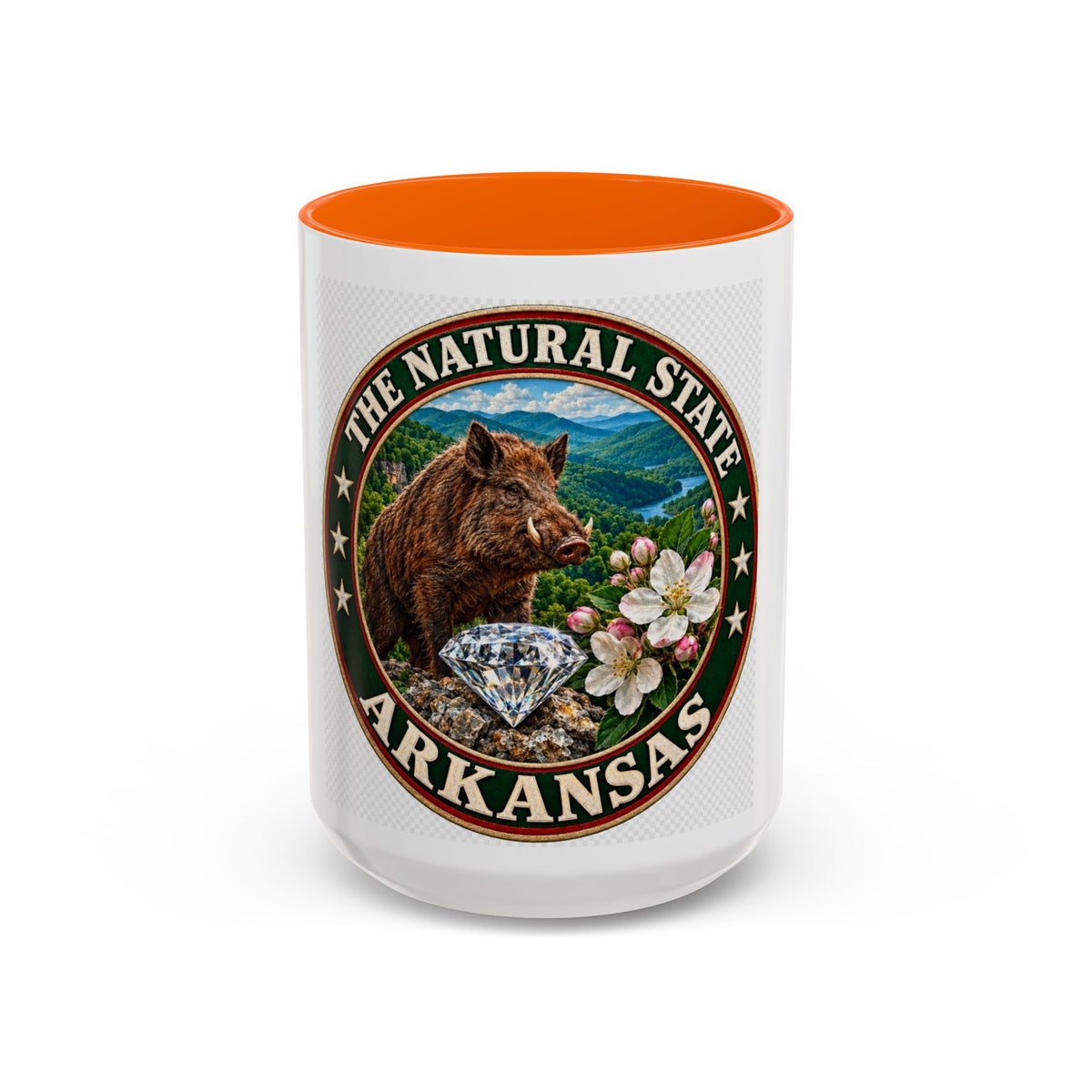 Arkansas State Mug - "The Natural State" Wild Boar, Diamond & Apple Blossom Coffee Cup (11/15oz)