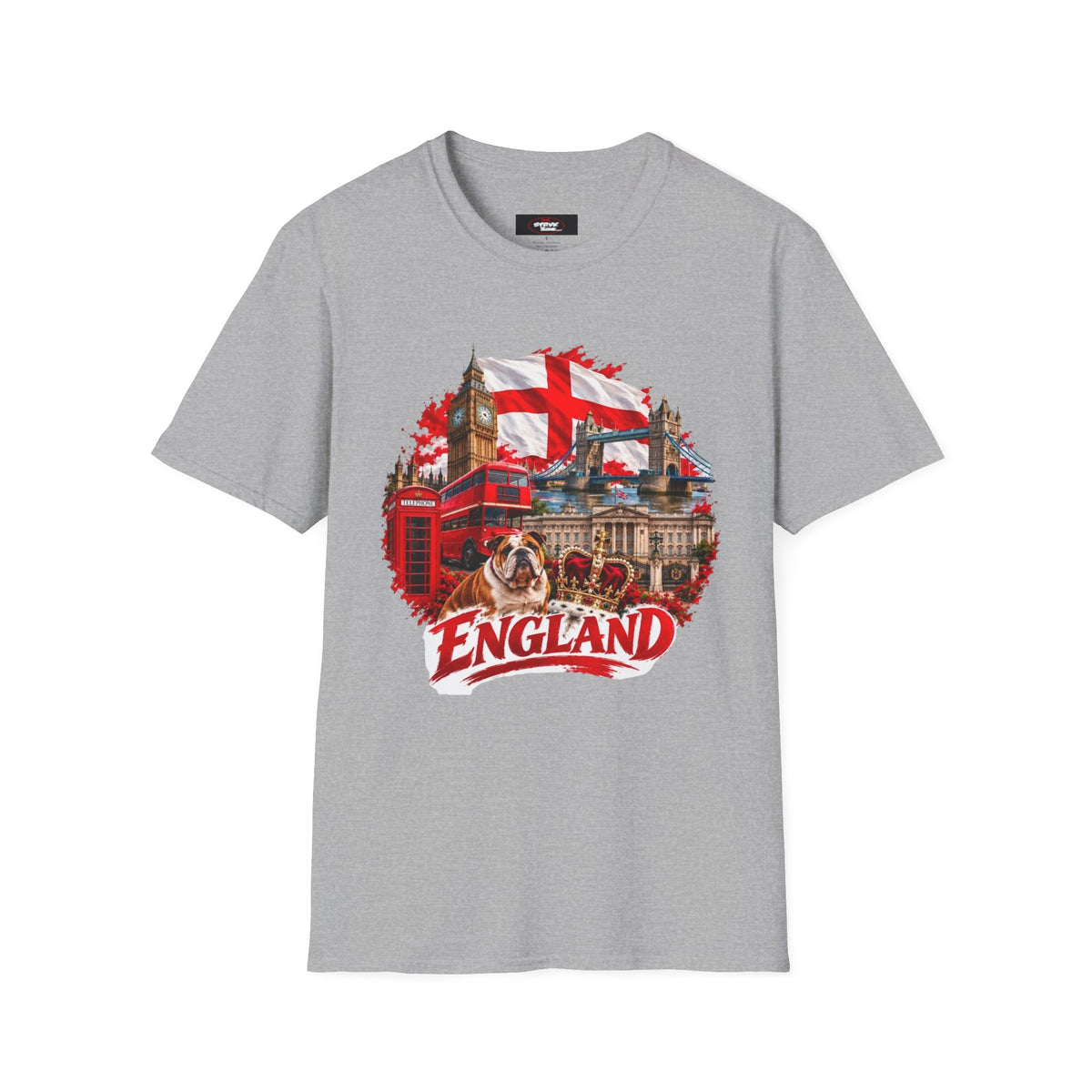 England Collage T‑Shirt — London Icons & St. George’s Flag Design