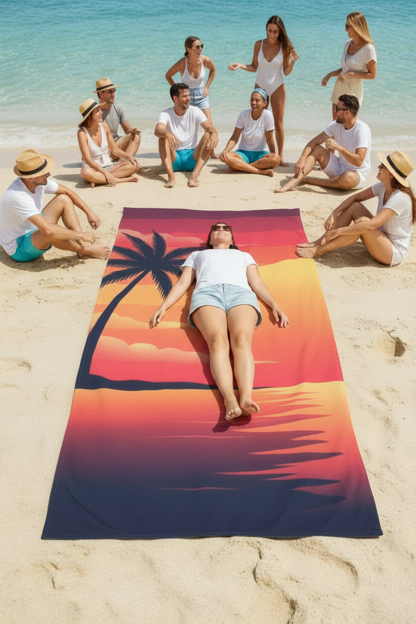 Sunset Beach Towel — Beautiful Sunset Print Mink-Cotton Towel